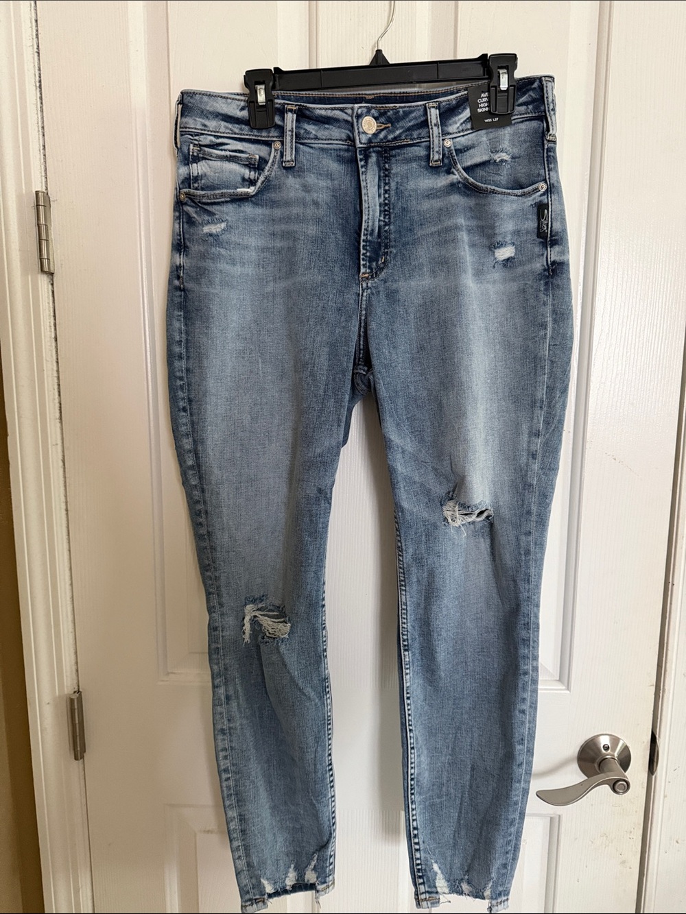 Silver Jeans Light Blue Distressed Skinny Jeans
